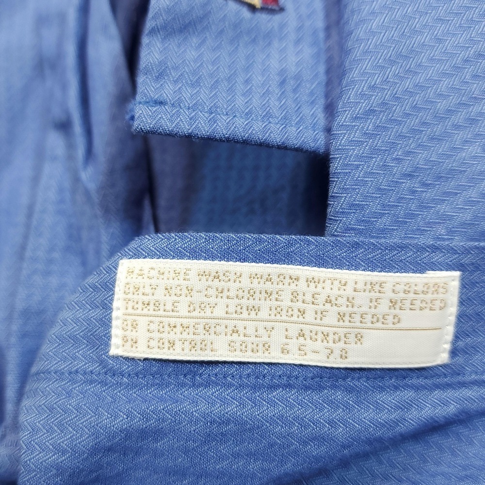 Nordstrom Dress Shirt Mens‎ 15 34/35 Blue Herringbone Twill Cotton Malaysia - Picture 6 of 7